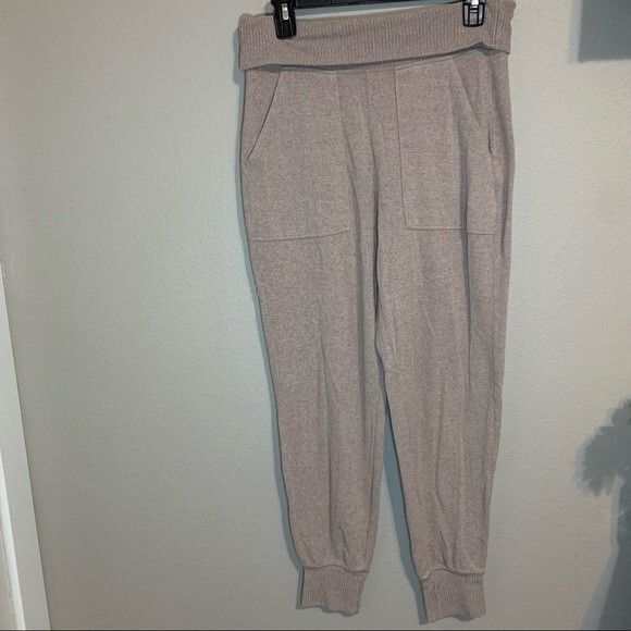 Aerie neutral fold over waistband loungewear joggers size medium - Picture 1 of 8